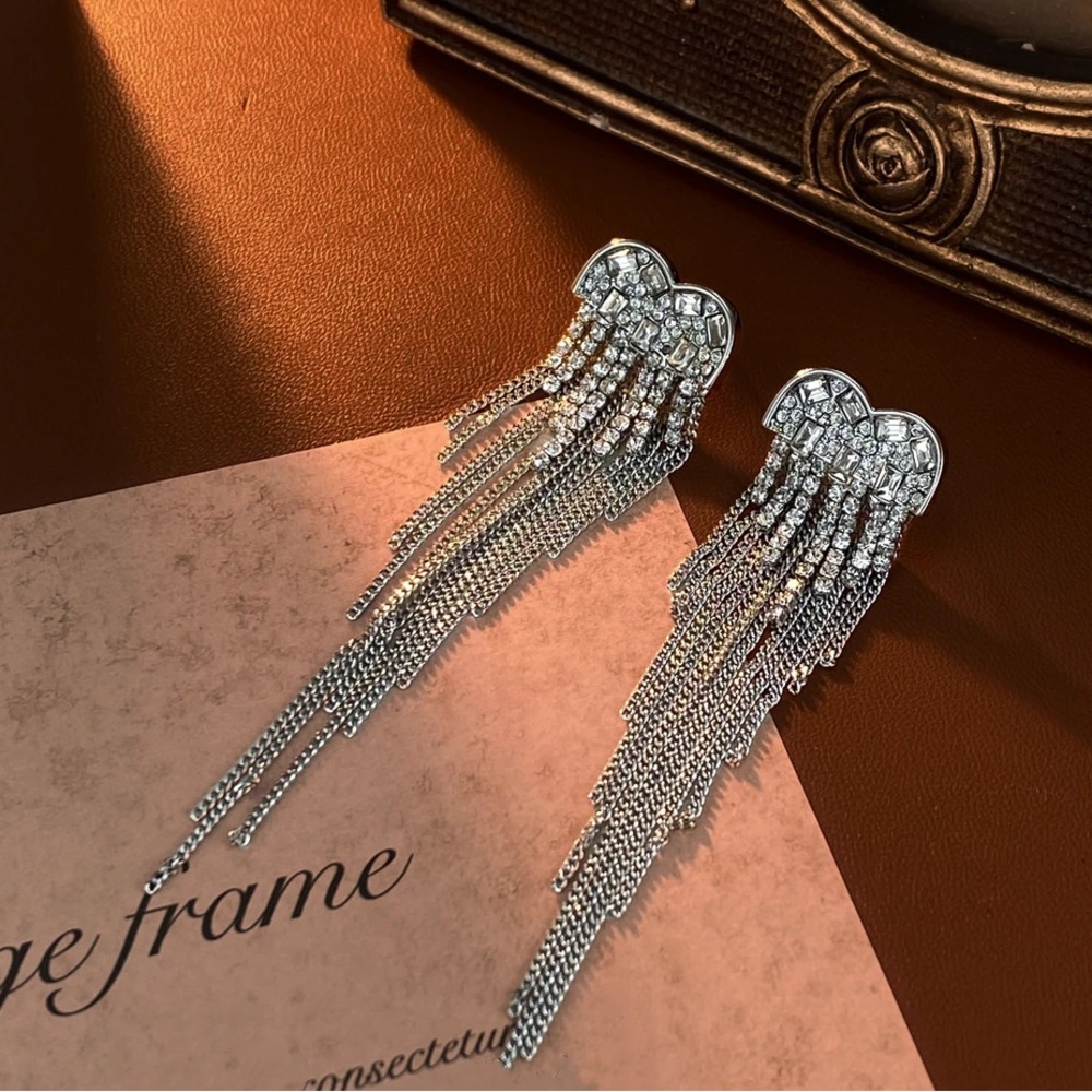 Fashion Week runway style tassel earrings